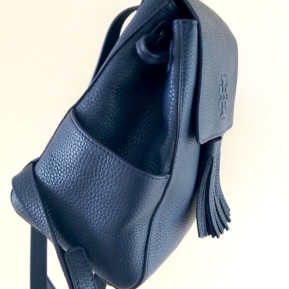 Tory Burch Navy Thea Drawstring Tassa Backpack - Picture 7 of 8